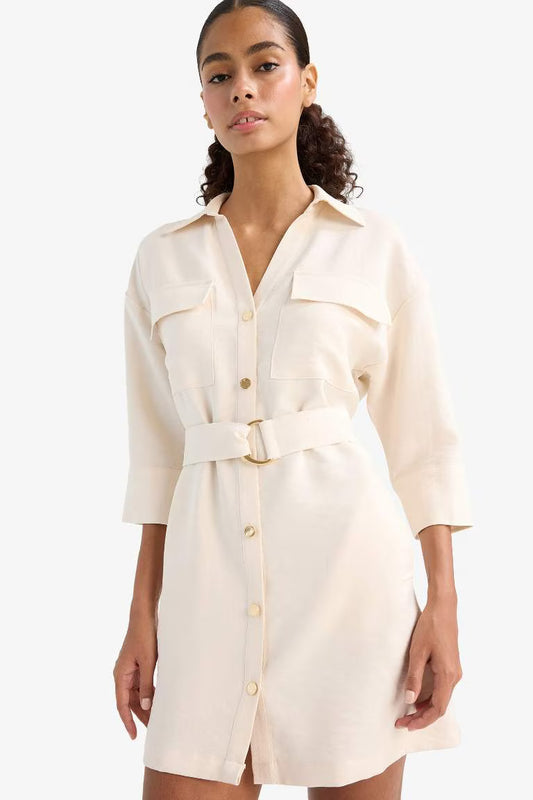 Regular Fit Uzun Kollu Mini Elbise